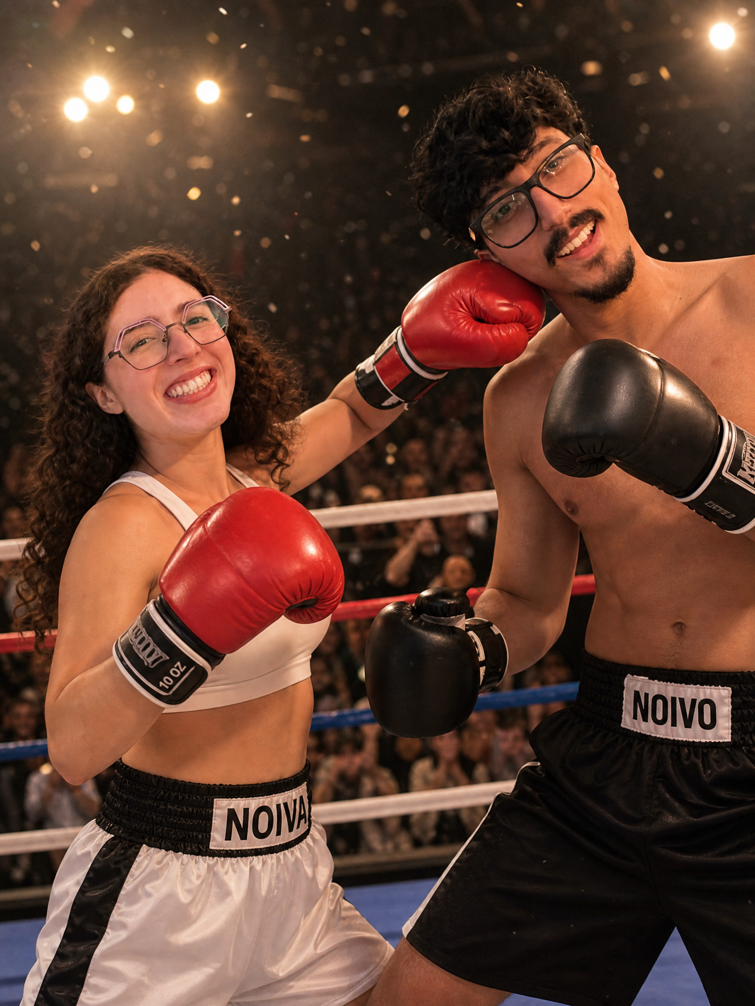 Saco e luva de boxe para os noivos
