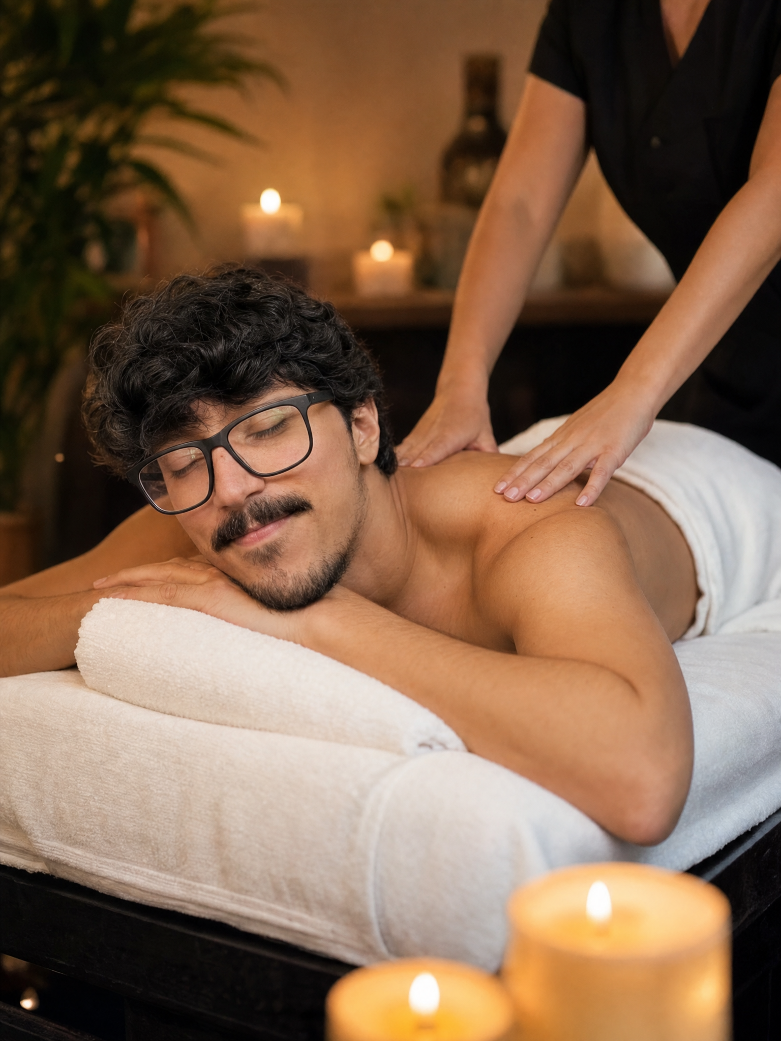 Massagem relaxante para o noivo